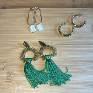 Bundle of 3 pairs gold tone pierced earrings.